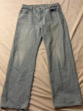 Levi's 501 90s Light Wash Wide Leg Button Fly Denim Blue Jeans Size 33